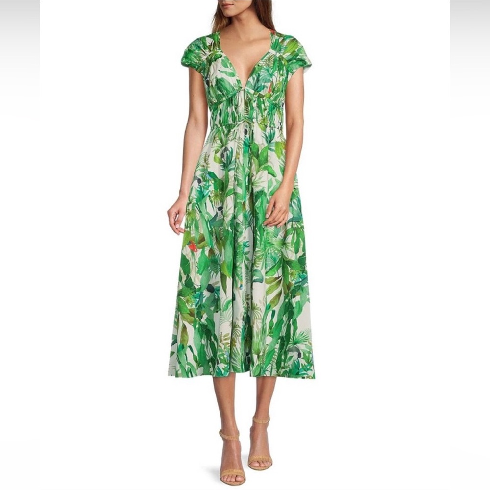 Antonio Melani Tropical Green Leaf Print Dress